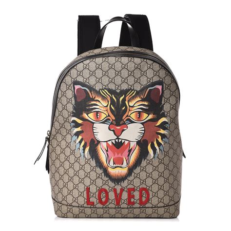 gucci angry cat backpack|Gucci Angry Cat GG Supreme Drawstring Backpack on SALE.